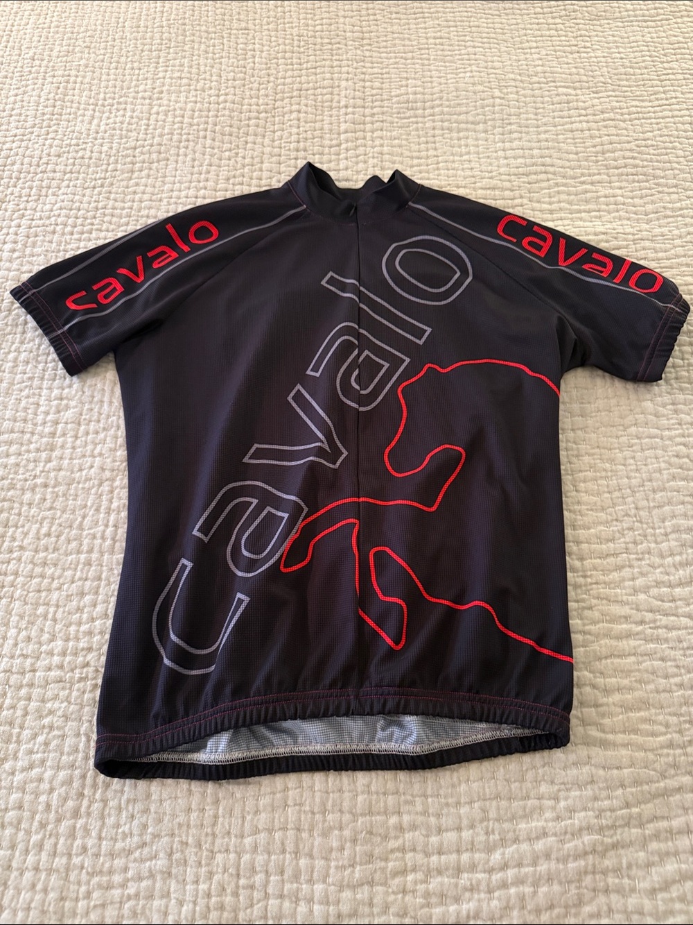 Men's Black Cycling Jersey with Red Accents Cavalo size XL